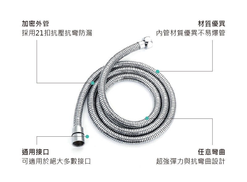 AHOYE EPDM高壓防爆加密蓮蓬頭軟管 2M