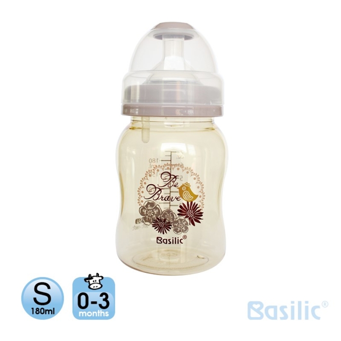 貝喜力克 Basilic 防脹氣PPSU寬口大奶瓶180ml-M(優惠兩入組)