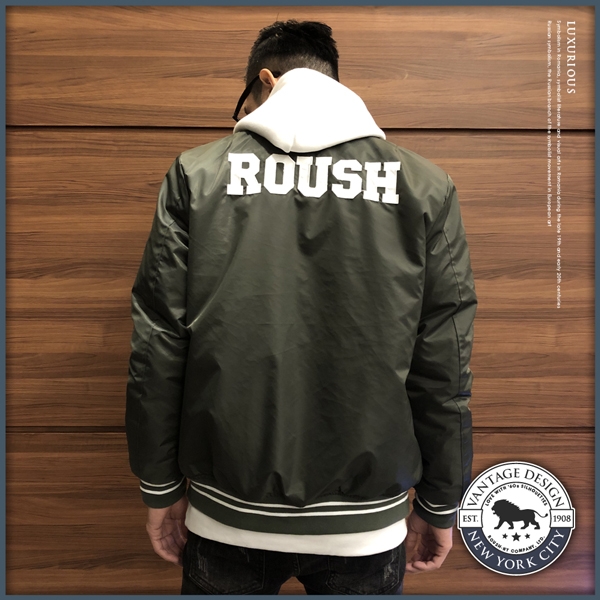 Roush 立體貼布防風鋪棉棒球外套(2色)