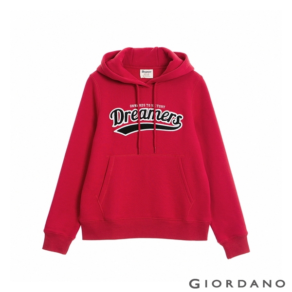 GIORDANO 女裝 Dreamers系列復古風連帽T恤-03 新冠軍紅