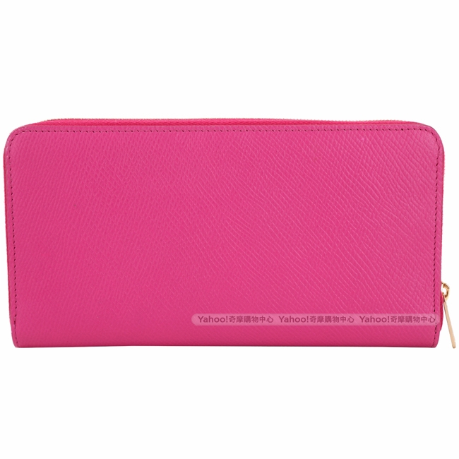 CELINE 珠地小牛皮拉鍊長夾(桃紅)