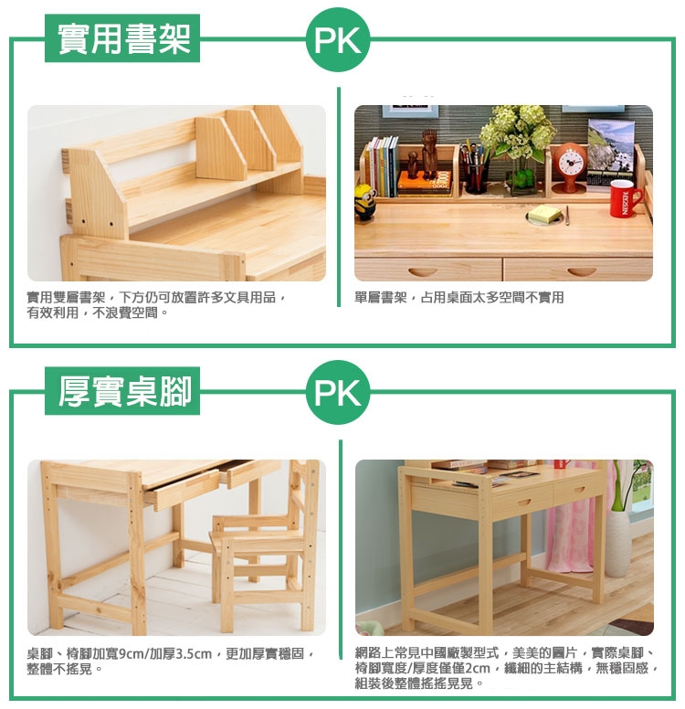 【MIT】木工純手作四段式可調成長桌椅組