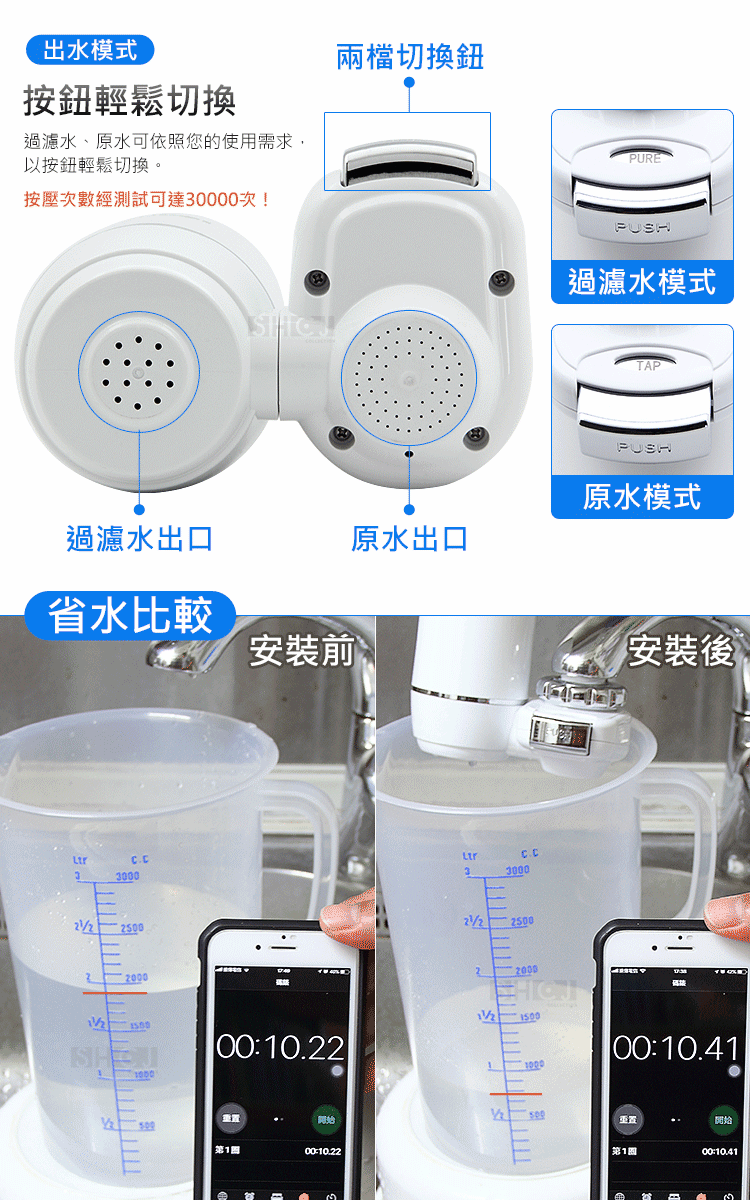 SHCJ生活采家 浴室水龍頭超濾中空絲膜淨水過濾器