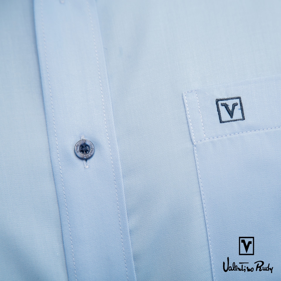Valentino Rudy范倫鐵諾.路迪 短袖襯衫-水藍色(暗釘扣)
