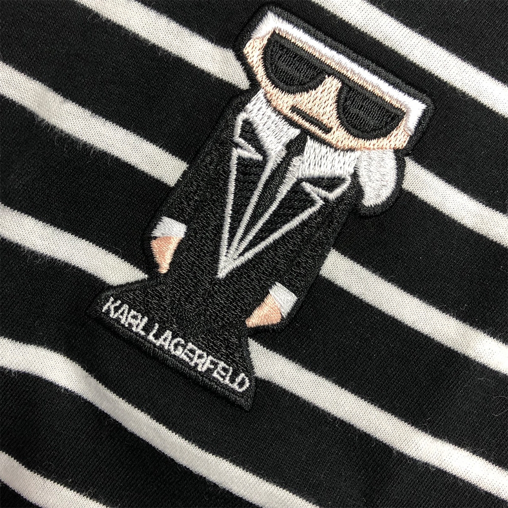 KARL LAGERFELD K/KOCKTAIL棉質條紋短袖T恤(黑)