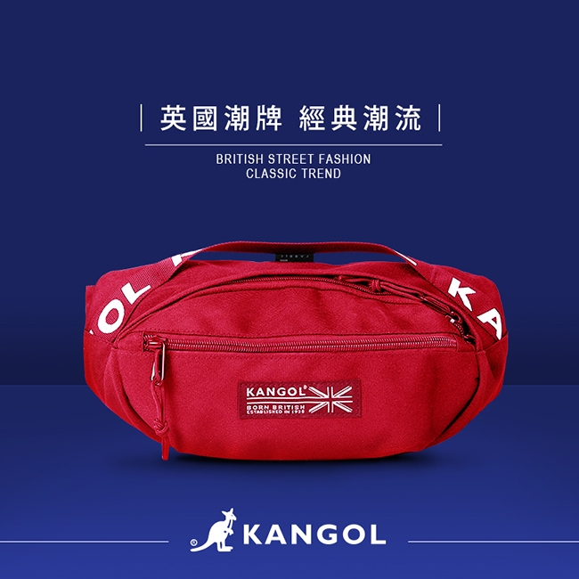 KANGOL LIBERTY系列 韓版潮流LOGO背帶腰包-紅色 KG1191