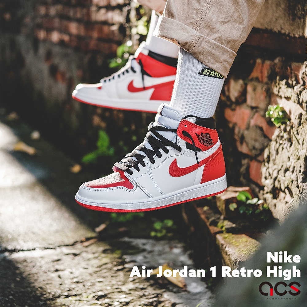 Nike 休閒鞋Air Jordan 1 Retro High OG 白紅黑男鞋Heritage AJ1