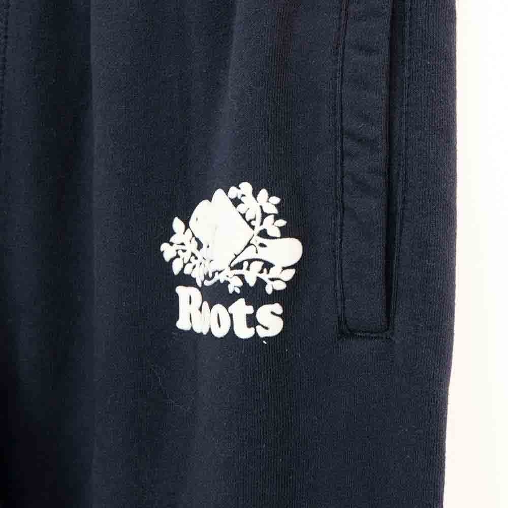 女裝ROOTS - 彩色LOGO刷毛休閒棉褲-藍色