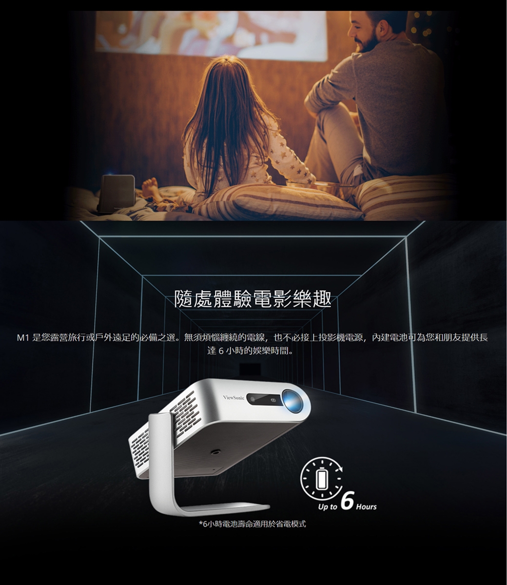 (福利品)ViewSonic M1 LED時尚360度巧攜投影機 (內建電池)