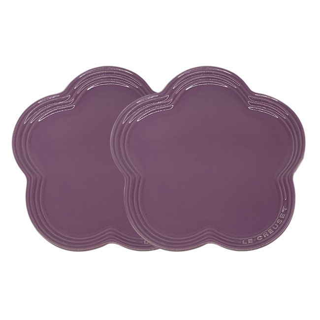 LE CREUSET 瓷器花型盤 (大) 2入-粉紫