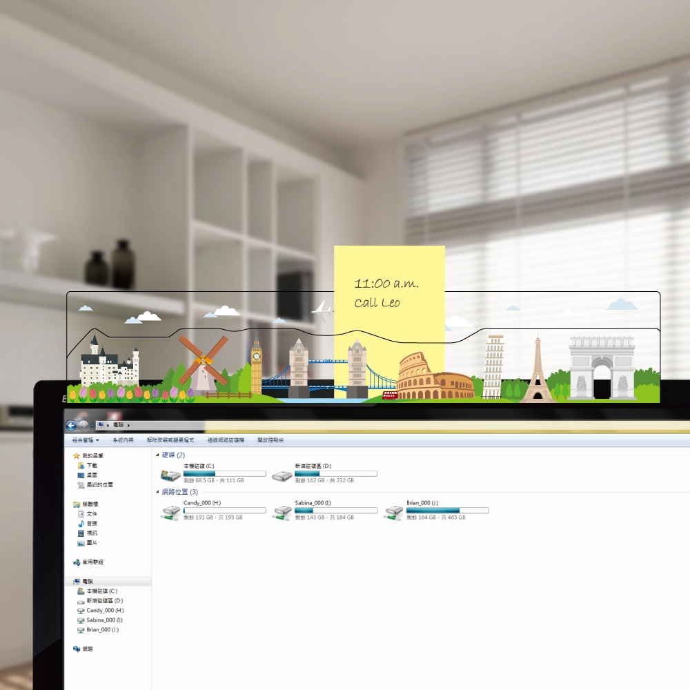 OSHI歐士 電腦螢幕留言備忘版-城市旅行-歐洲/MEMO夾/辦公用品/便利貼/留言板/