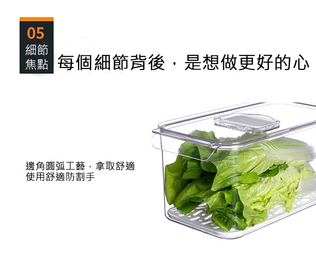 YOUFONE 廚房冰箱透明蔬果收纳瀝水保鮮盒兩件組(M+L)