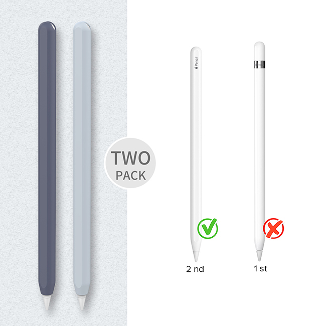 AHAStyle ApplePencil 第二代專用 矽膠保護筆套 雙色2入 午夜藍＋淺藍