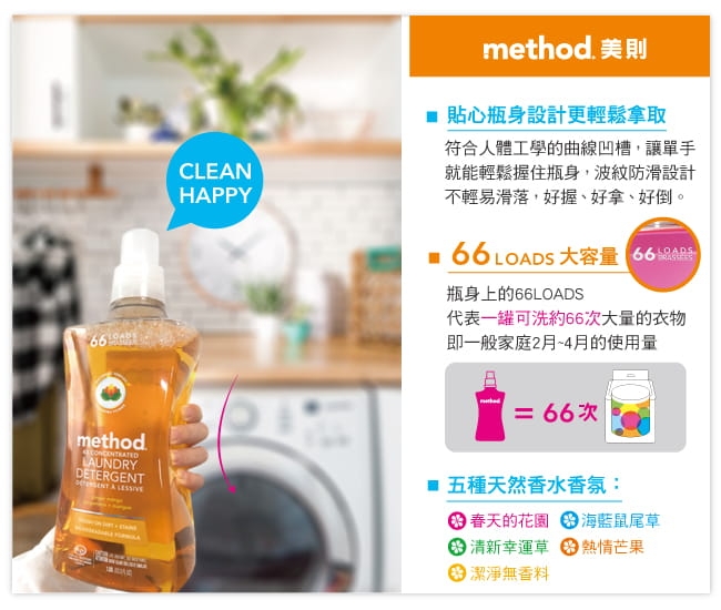 Method 美則四倍智慧濃縮香水洗衣精(買三送一)春天的花園1580ml*4