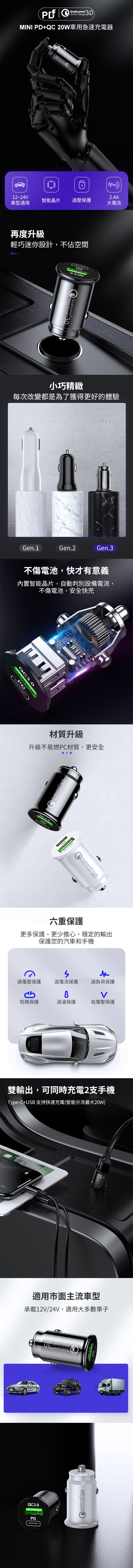 Mini Pd Qc w 車用急速充電器 車充type C Usb充電轉換器車載點煙器快充 Usb車充 充電器 Yahoo奇摩購物中心