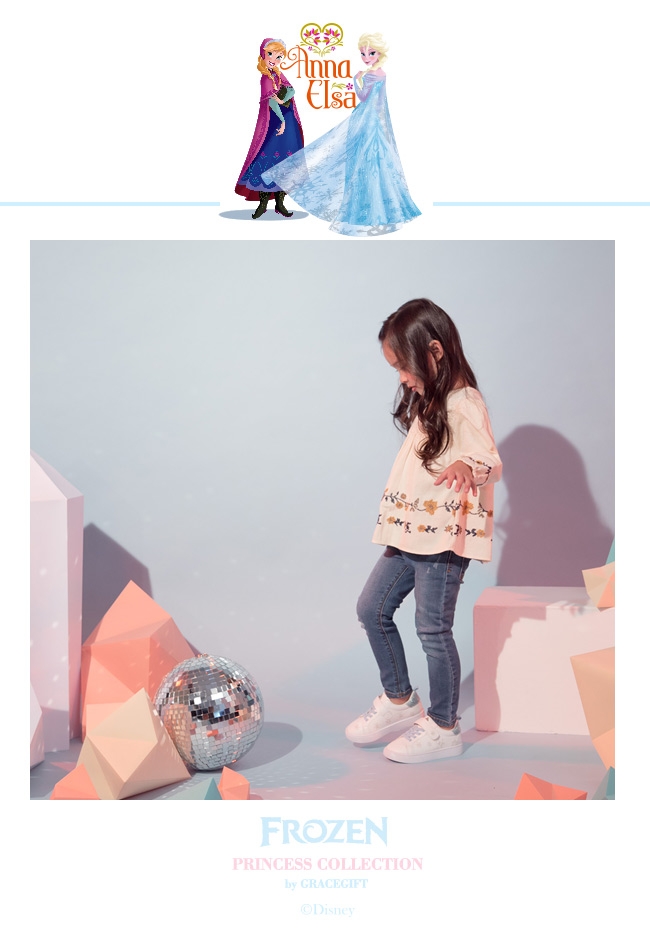 Disney collection by gracegift冰雪奇緣雪花刺繡童鞋 藍