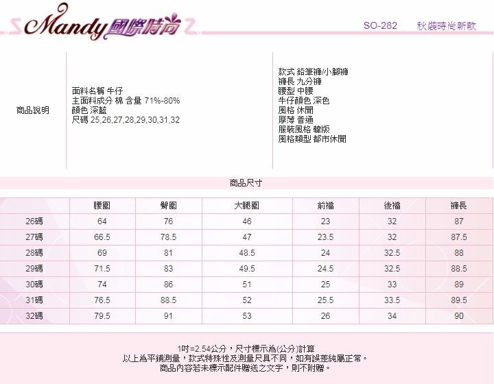 Mandy國際時尚牛仔褲 條紋個性鑲邊時尚彈力丹寧長褲_預購