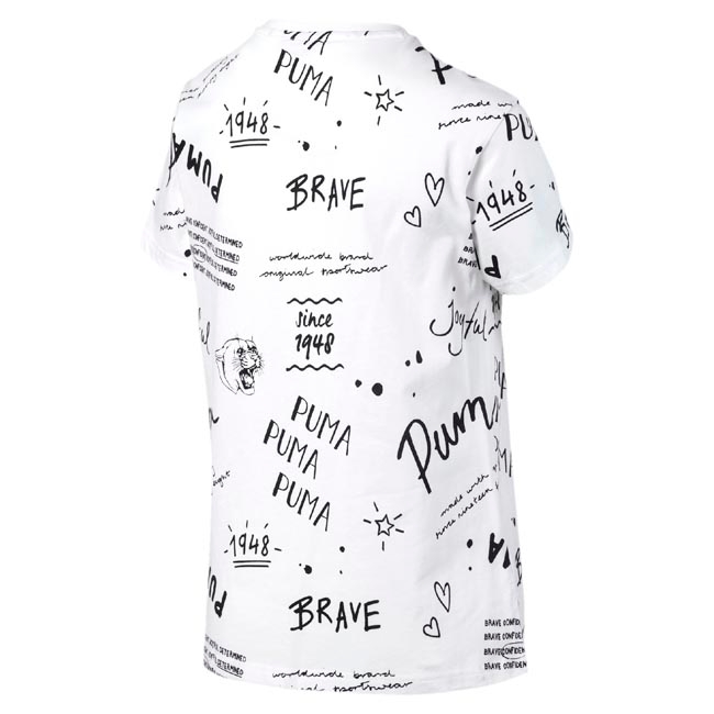 PUMA-女性流行系列Classics手繪風短袖T恤-白色-歐規