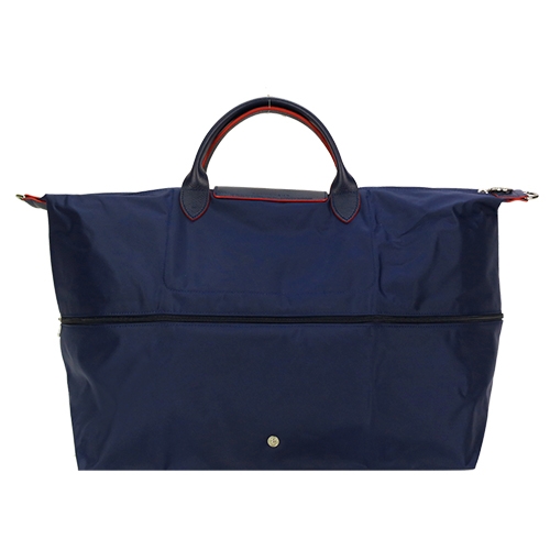 LONGCHAMP LePliage Collection刺繡延展夾層兩用旅行袋(海軍藍)