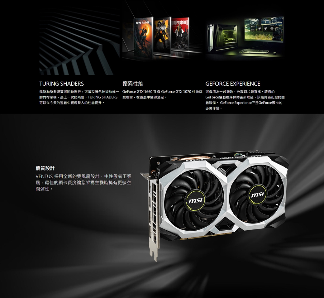 微星 GTX 1660 Ti VENTUS XS 6G+偉訓 GX-S 750W 金牌