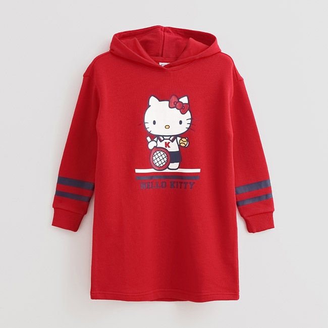 Hang Ten -童裝 - Sanrio-休閒圖樣連帽長版上衣 - 紅