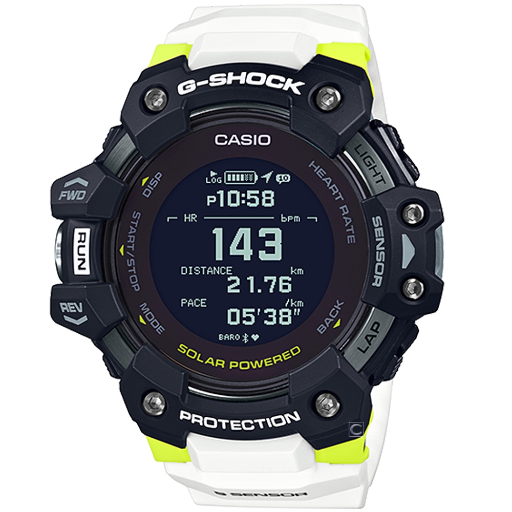 CASIO G-SHOCK 心率偵測GPS定位藍牙太陽能電力運動錶(GBD-H1000-1A7)_