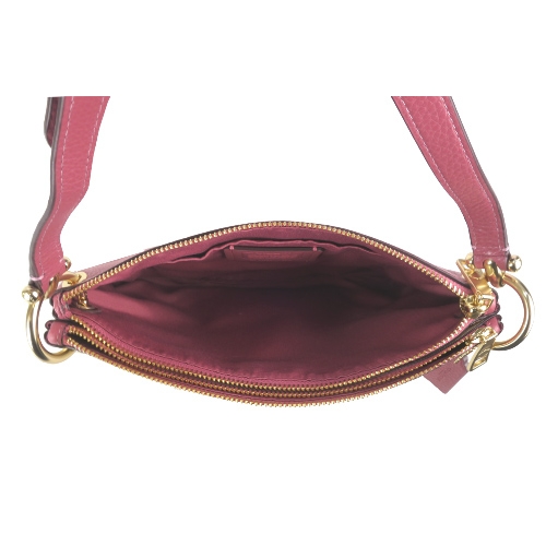 COACH 馬車C LOGO PVC皮革雙層拉鍊斜背包(胭脂粉) COACH 馬車C LOGO PVC皮革雙層拉鍊斜背包(胭脂粉)