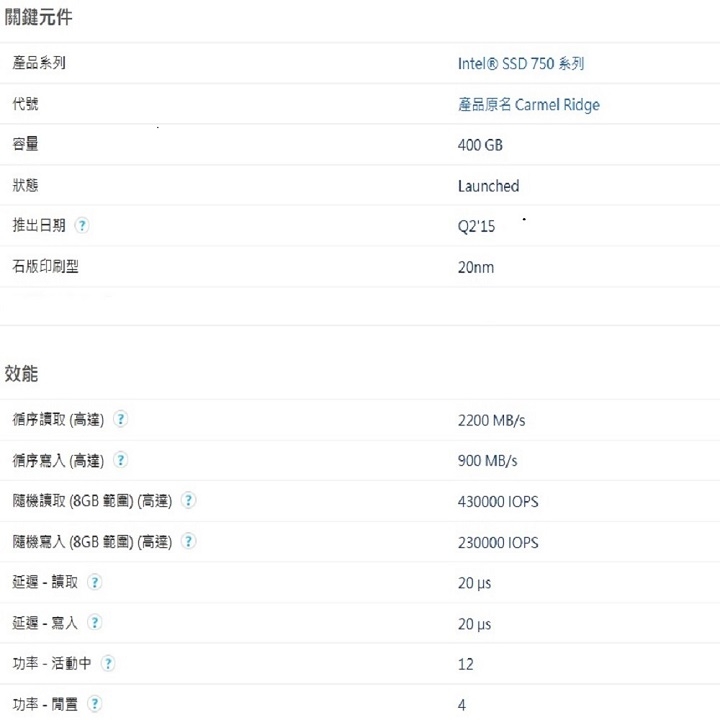 intel 英特爾 SSD 750S 400GB 固態硬碟