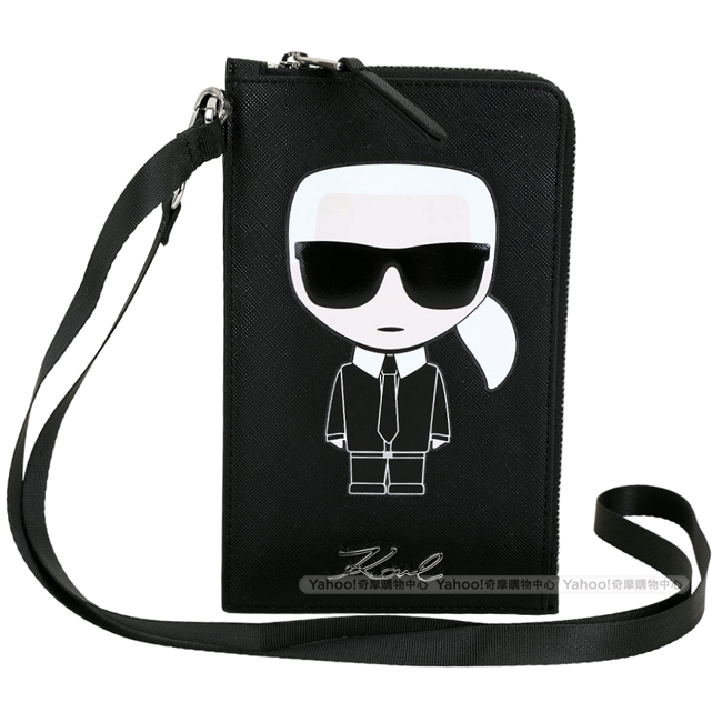 KARL LAGERFELD K/Ikonik 掛頸手機套/卡片套(黑色)