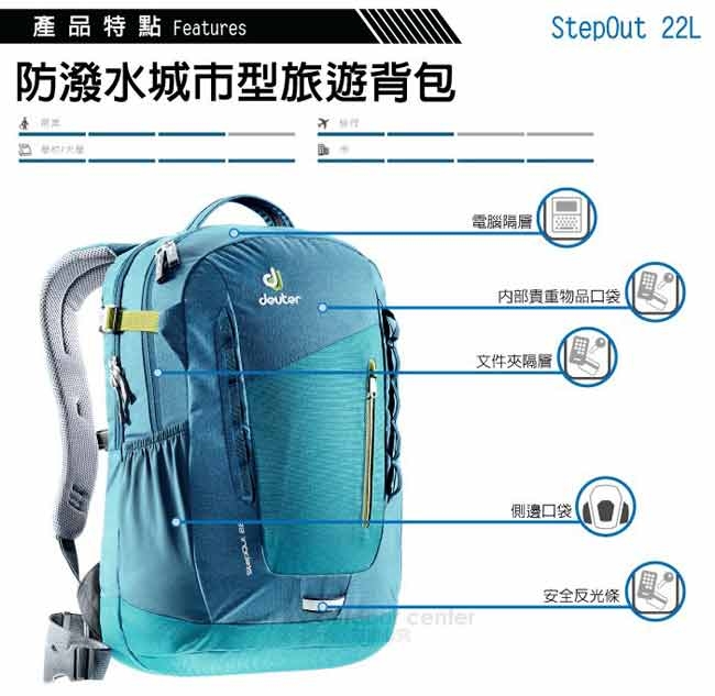 Deuter StepOut 22L 城市型休閒旅遊背包_綠/藍綠