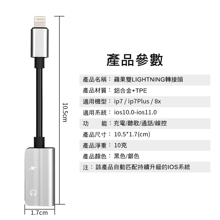 四合一 iPhone 雙lightning 充電聽歌 音頻轉接器