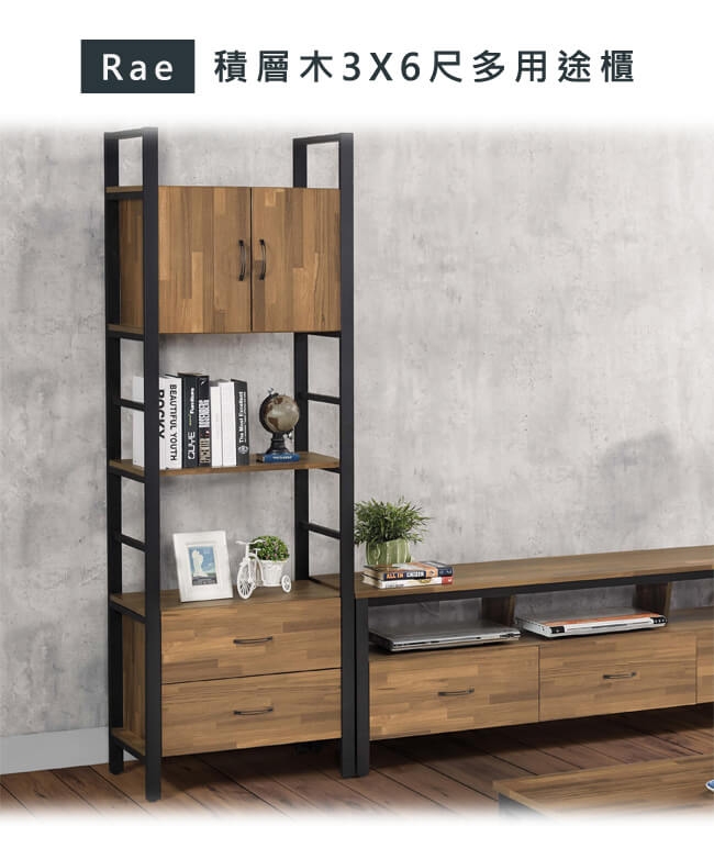 漢妮Hampton瑞伊系列積層木3X6尺多用途櫃-64x40x199cm