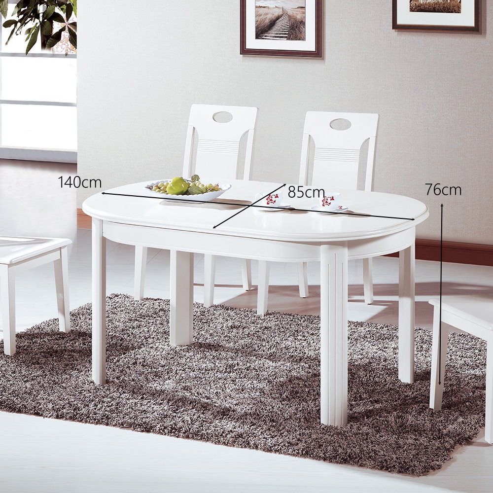 MUNA 羅莎琳4.6尺白色實木餐桌(不含椅) 140X85X76cm