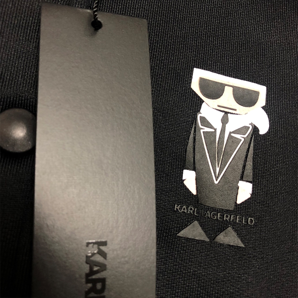 KARL LAGERFELD K/KOCKTAIL老佛爺圖騰棉質棒球外套 (黑)