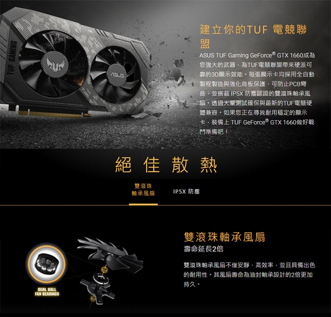 華碩 TUF-GTX1660-O6G-GAMING 顯示卡