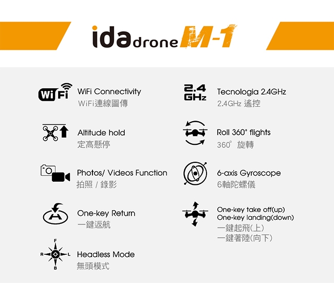 Ida drone M1 意念空拍機 全能套裝組(內附三顆電池+收納包)