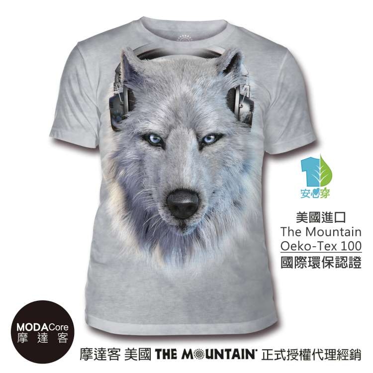 摩達客-美國The Mountain都會系列 DJ白狼 藝術中性修身短袖T恤