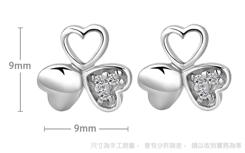 【ANPAN愛扮】S925純銀飾 幸福鑲鑽三葉草耳釘式耳環