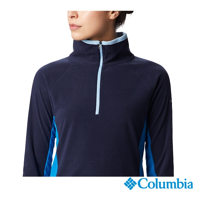 Columbia 哥倫比亞女款-半開襟刷毛上衣-深藍 UAK11310