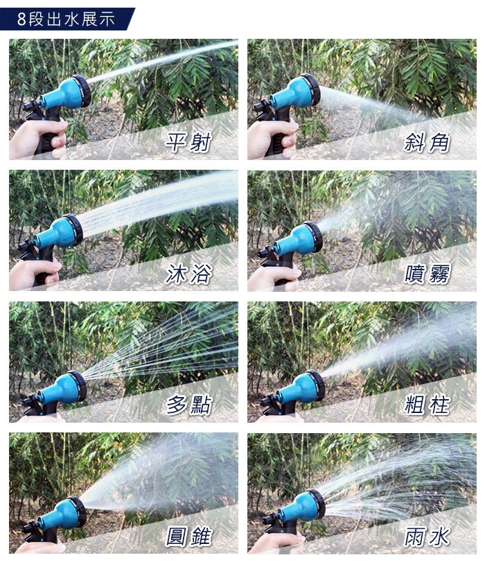 【Effect】新一代高壓8段彈力伸縮清潔水管(7.5公尺) 贈氣密式接頭