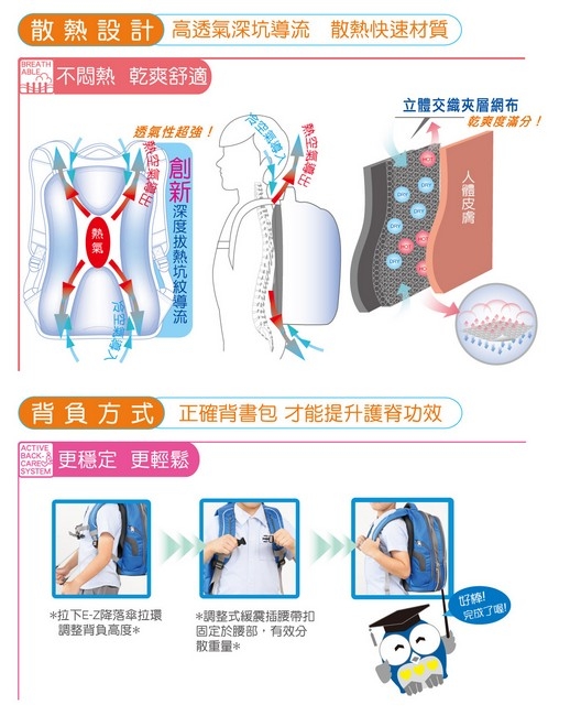 【IMPACT】怡寶成長型護脊書包-活力系列-彩藍 IM00082MB