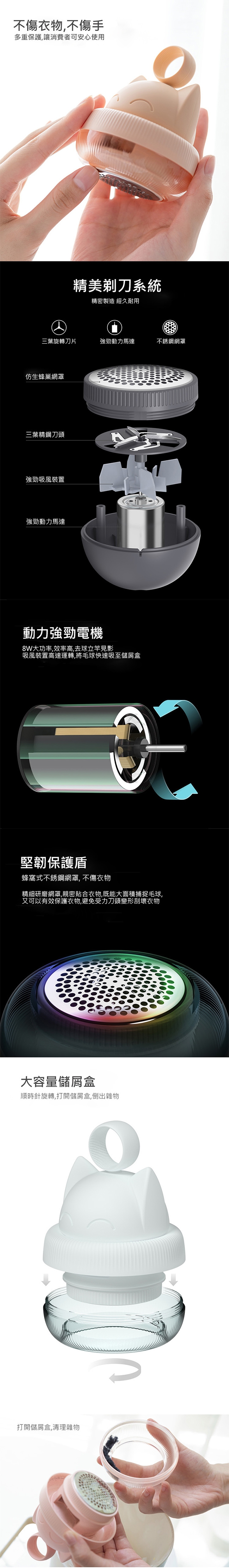 貓咪 電動除毛球機 去毛球修剪器 不鏽鋼三葉旋轉刀頭 USB充電