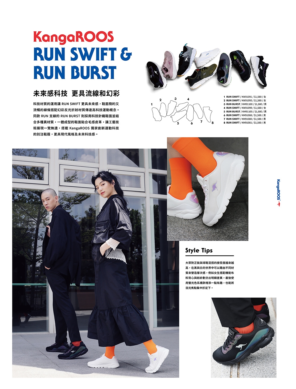 KANGAROOS RUN SWIFT 科技幻彩跑鞋(灰/綠)