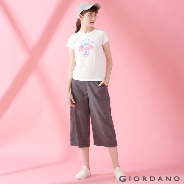 【GIORDANO】女裝DEAR WORLD系列印花T恤-71 皎雪