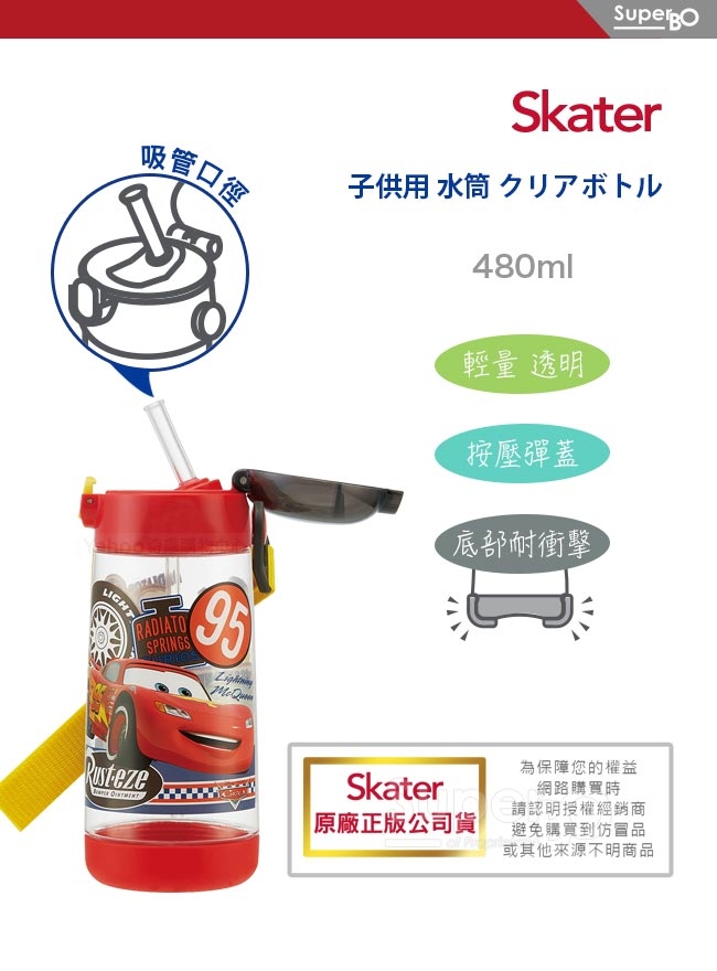 Skater 吸管水壺(480ml)PET 麥昆