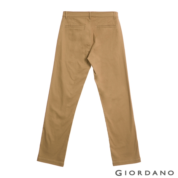 GIORDANO 男裝中腰基本款彈性卡其長褲 - 04 虎眼石卡其