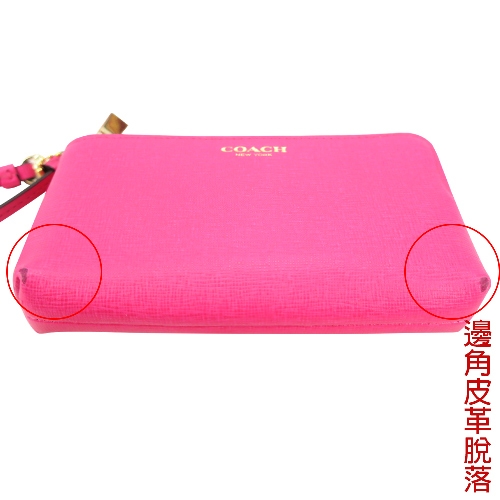 COACH 專櫃款SAFFIANO防刮雙層手拿包(桃)(展示品)