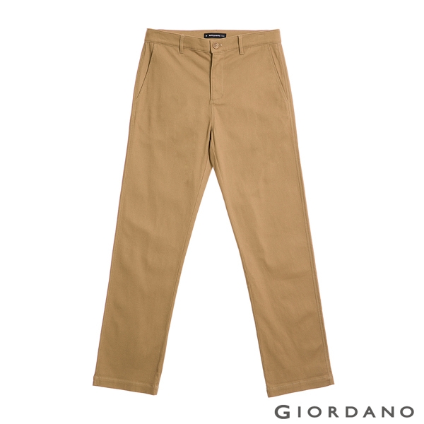 GIORDANO 男裝中腰基本款彈性卡其長褲 - 04 虎眼石卡其