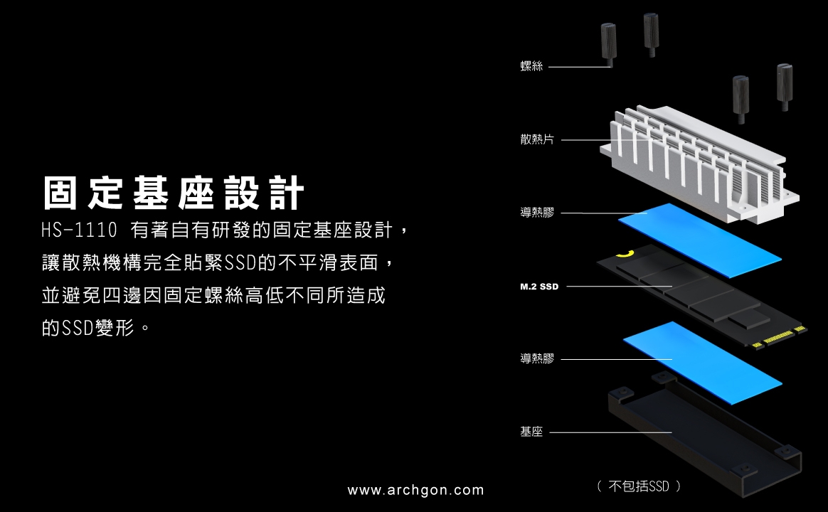 archgon亞齊慷 M.2 2280 SSD 散熱片組 HS-1110-S(銀)