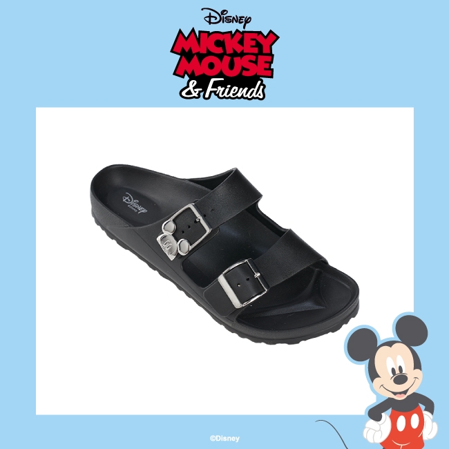 迪士尼親子鞋米奇男段雙釦涼拖鞋-黑